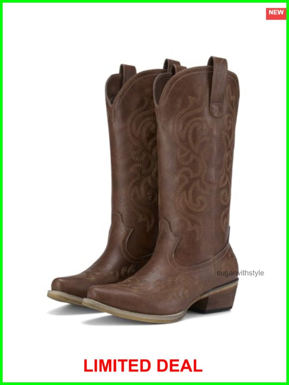 Women's Western Cowgirl Boots Snip Toe Embroidered Mid-Calf